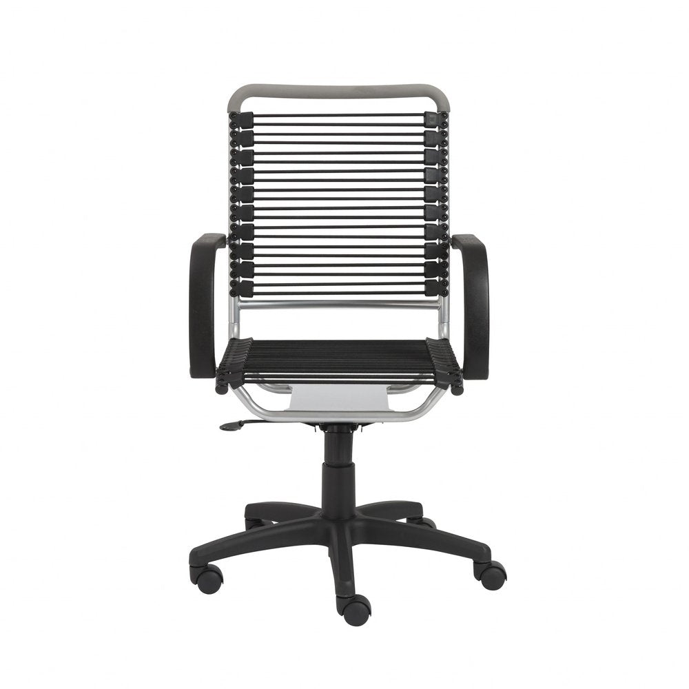 Black and Silver Adjustable Swivel Bungee Rolling Office Chair HomeRoots