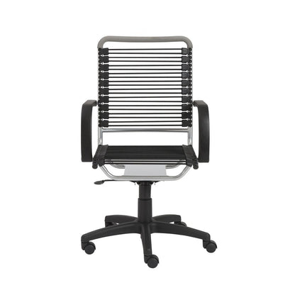 Black and Silver Adjustable Swivel Bungee Rolling Office Chair HomeRoots