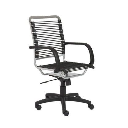 Black and Silver Adjustable Swivel Bungee Rolling Office Chair HomeRoots