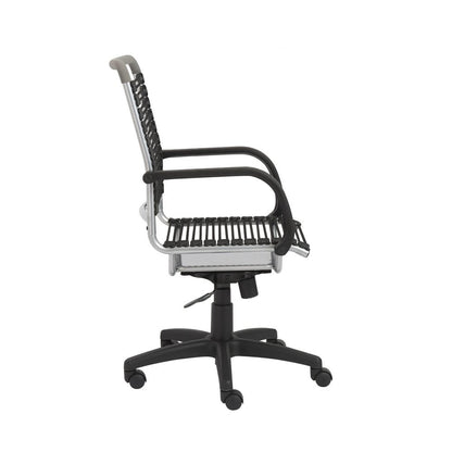 Black and Silver Adjustable Swivel Bungee Rolling Office Chair HomeRoots