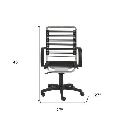 Black and Silver Adjustable Swivel Bungee Rolling Office Chair HomeRoots