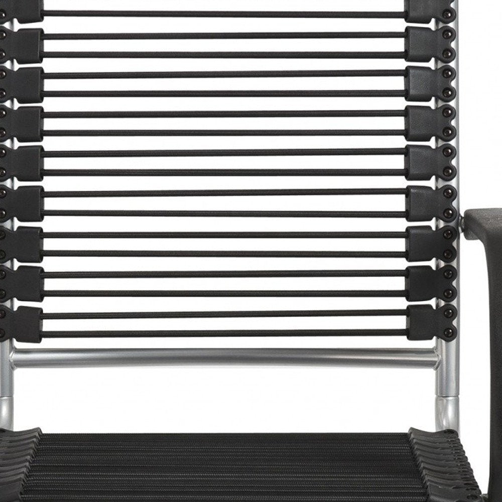 Black and Silver Adjustable Swivel Bungee Rolling Office Chair HomeRoots