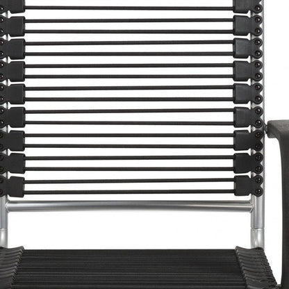 Black and Silver Adjustable Swivel Bungee Rolling Office Chair HomeRoots