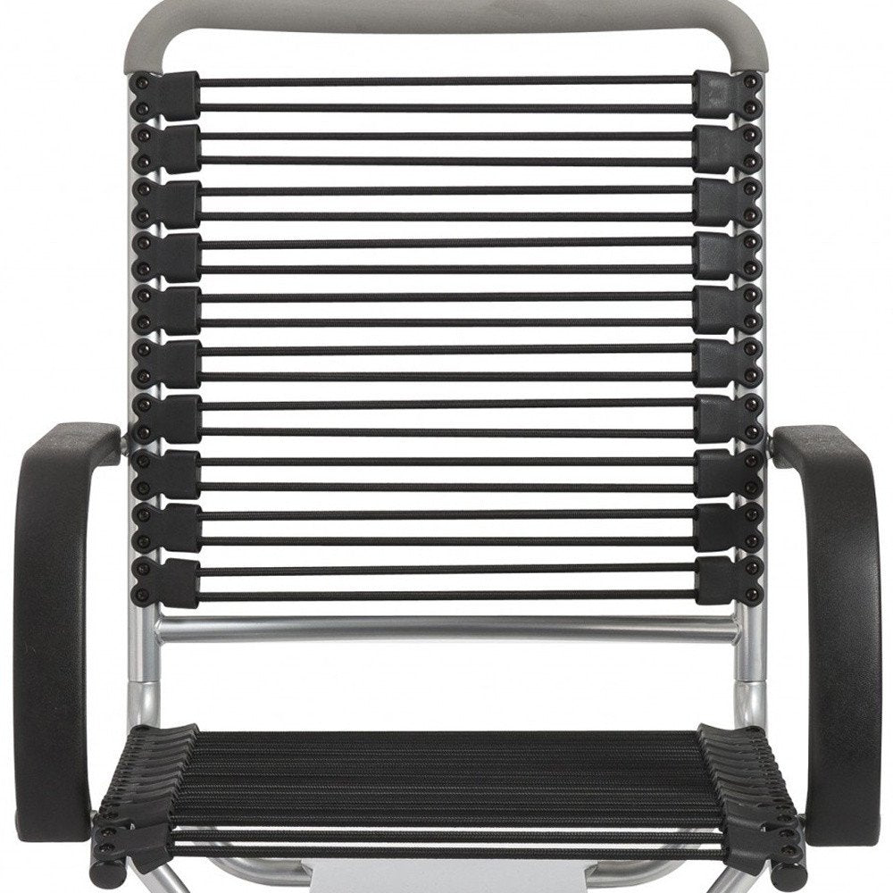 Black and Silver Adjustable Swivel Bungee Rolling Office Chair HomeRoots