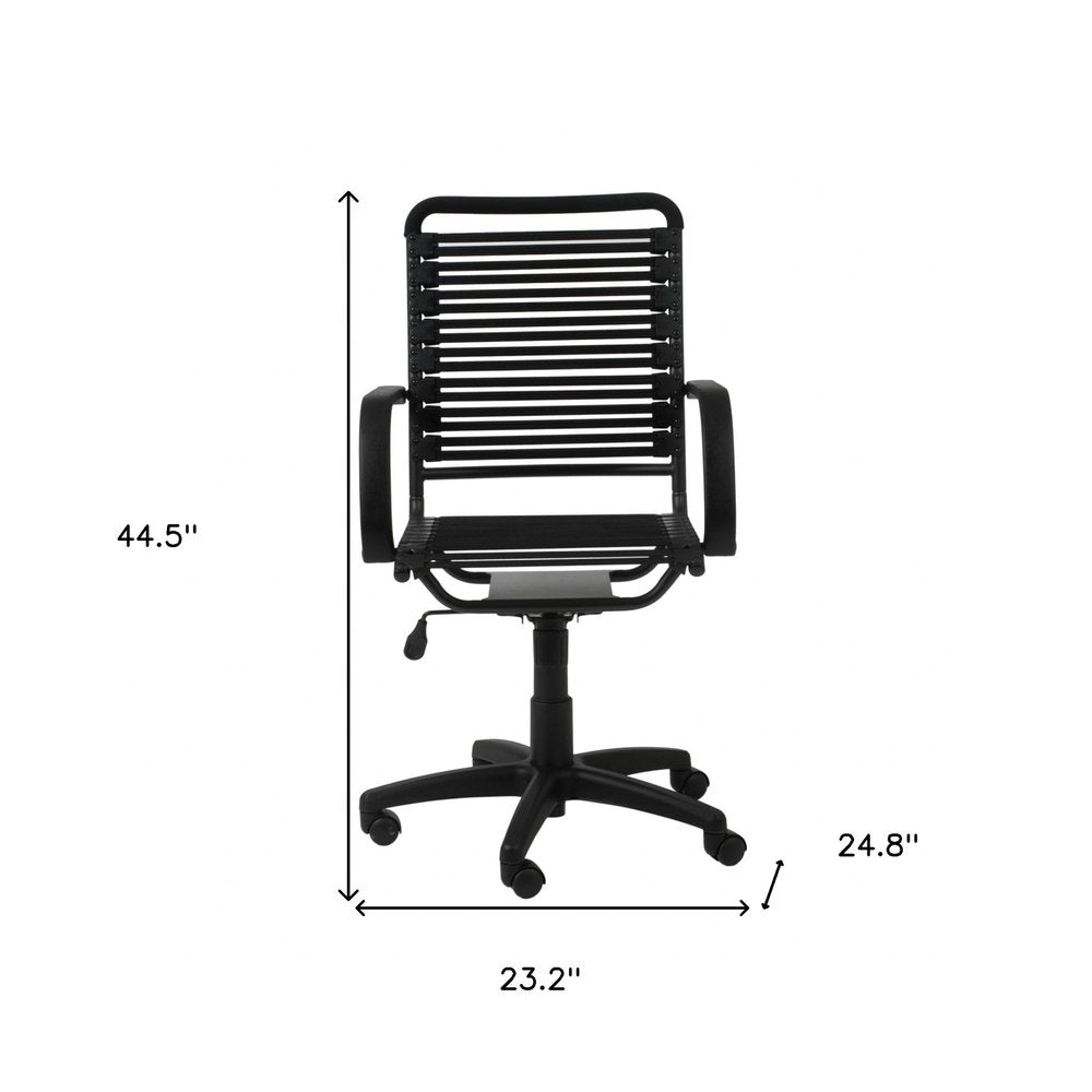 Black Adjustable Swivel Bungee Rolling Office Chair HomeRoots