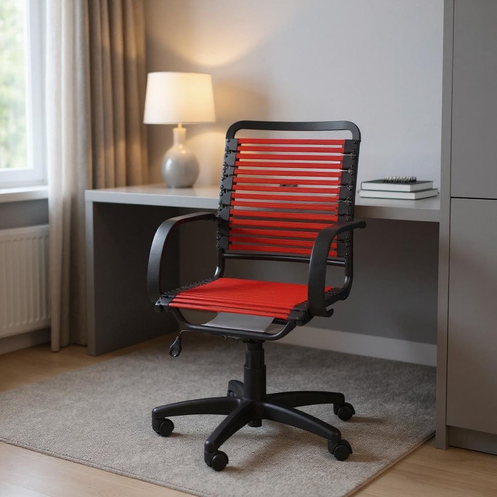 Red and Black Adjustable Swivel Bungee Rolling Office Chair HomeRoots