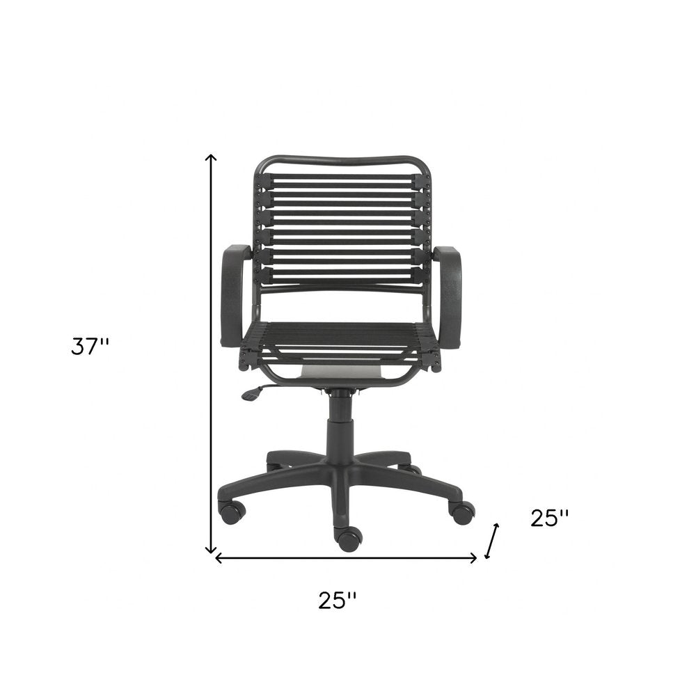 Black Adjustable Swivel Bungee Rolling Office Chair HomeRoots