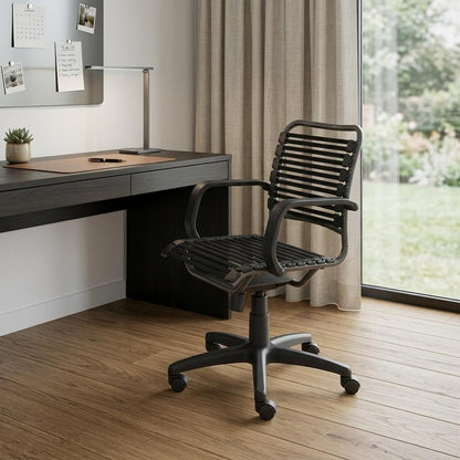 Black Adjustable Swivel Bungee Rolling Office Chair HomeRoots