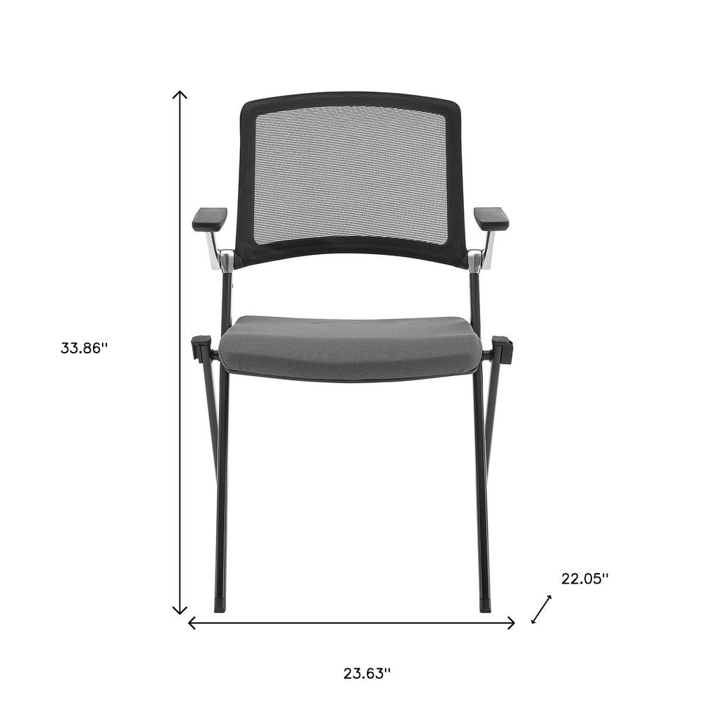 Set of Two Black Gray and Black Mesh Conference Office Chair HomeRoots