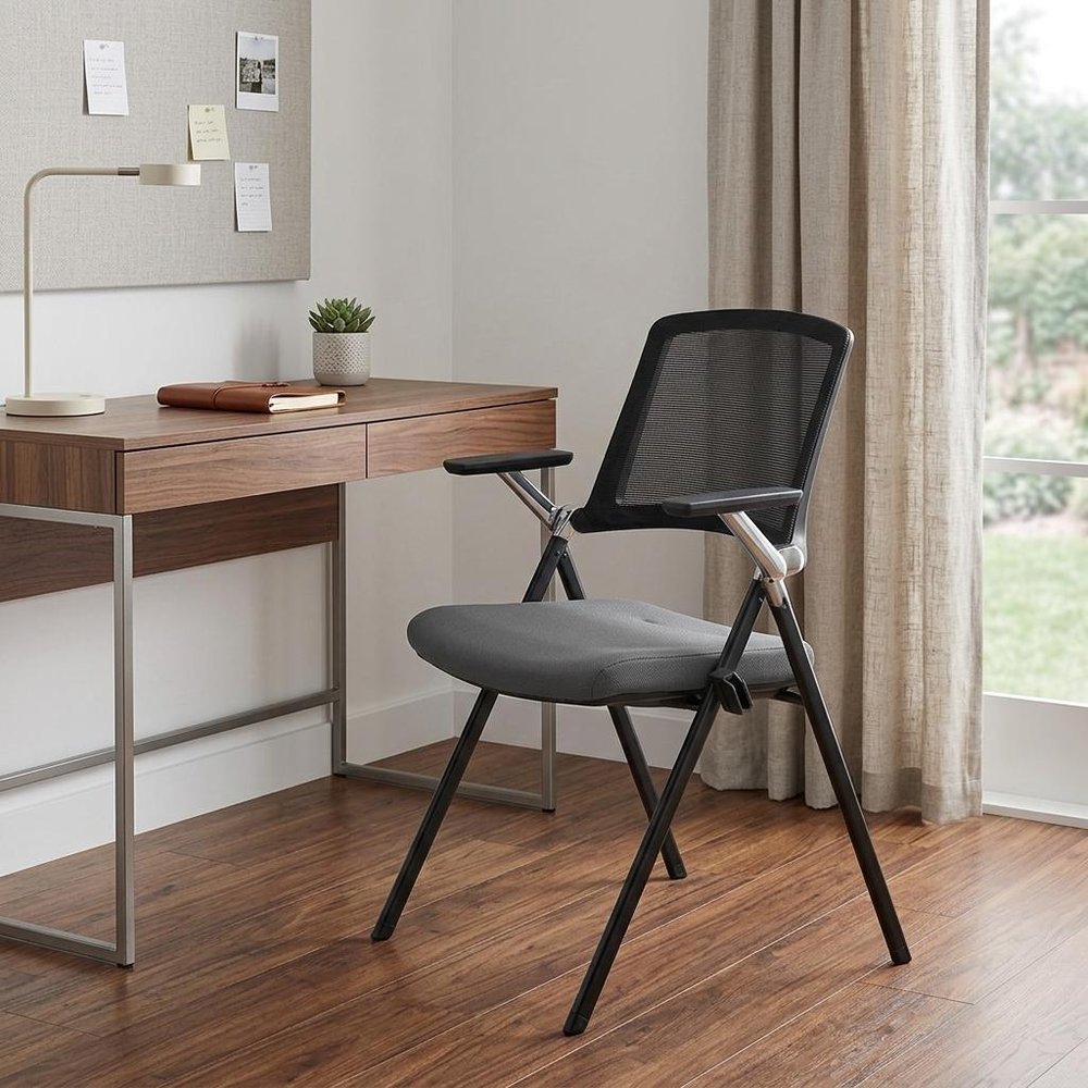 Set of Two Black Gray and Black Mesh Conference Office Chair HomeRoots