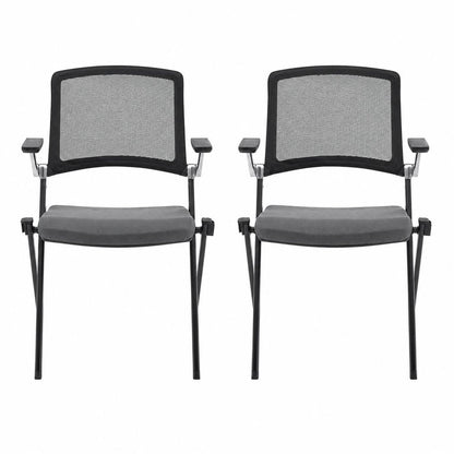 Set of Two Black Gray and Black Mesh Conference Office Chair HomeRoots