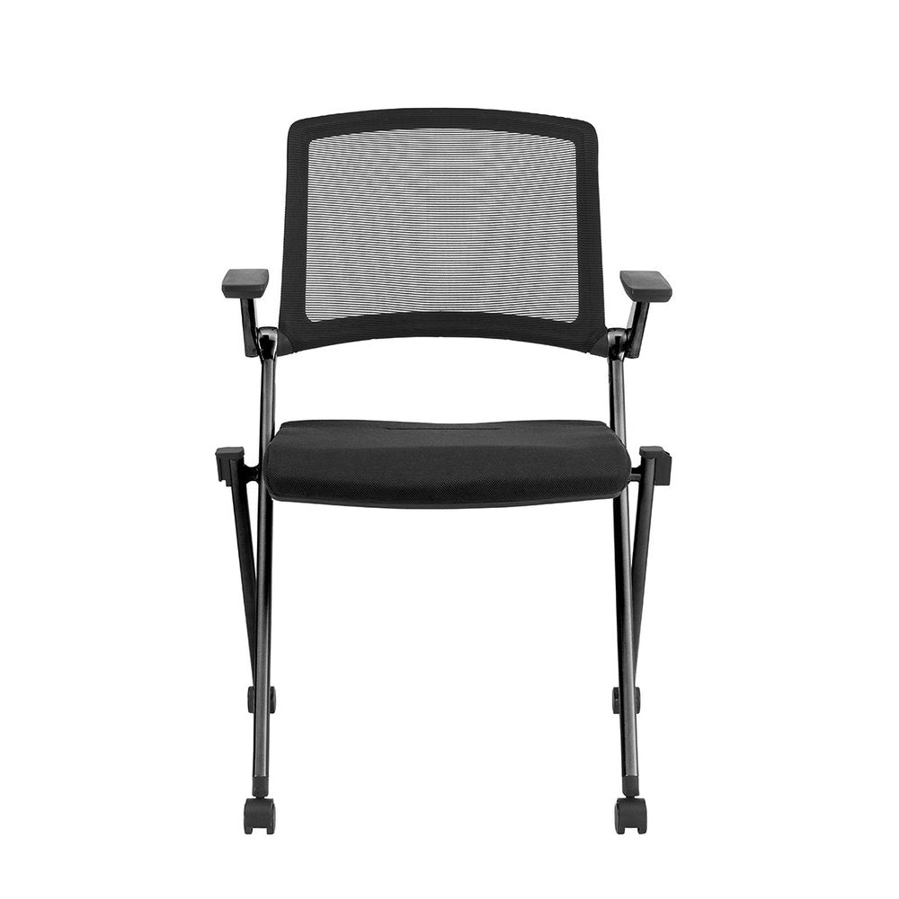 Set of Two Black Mesh Rolling Conference Office Chair HomeRoots