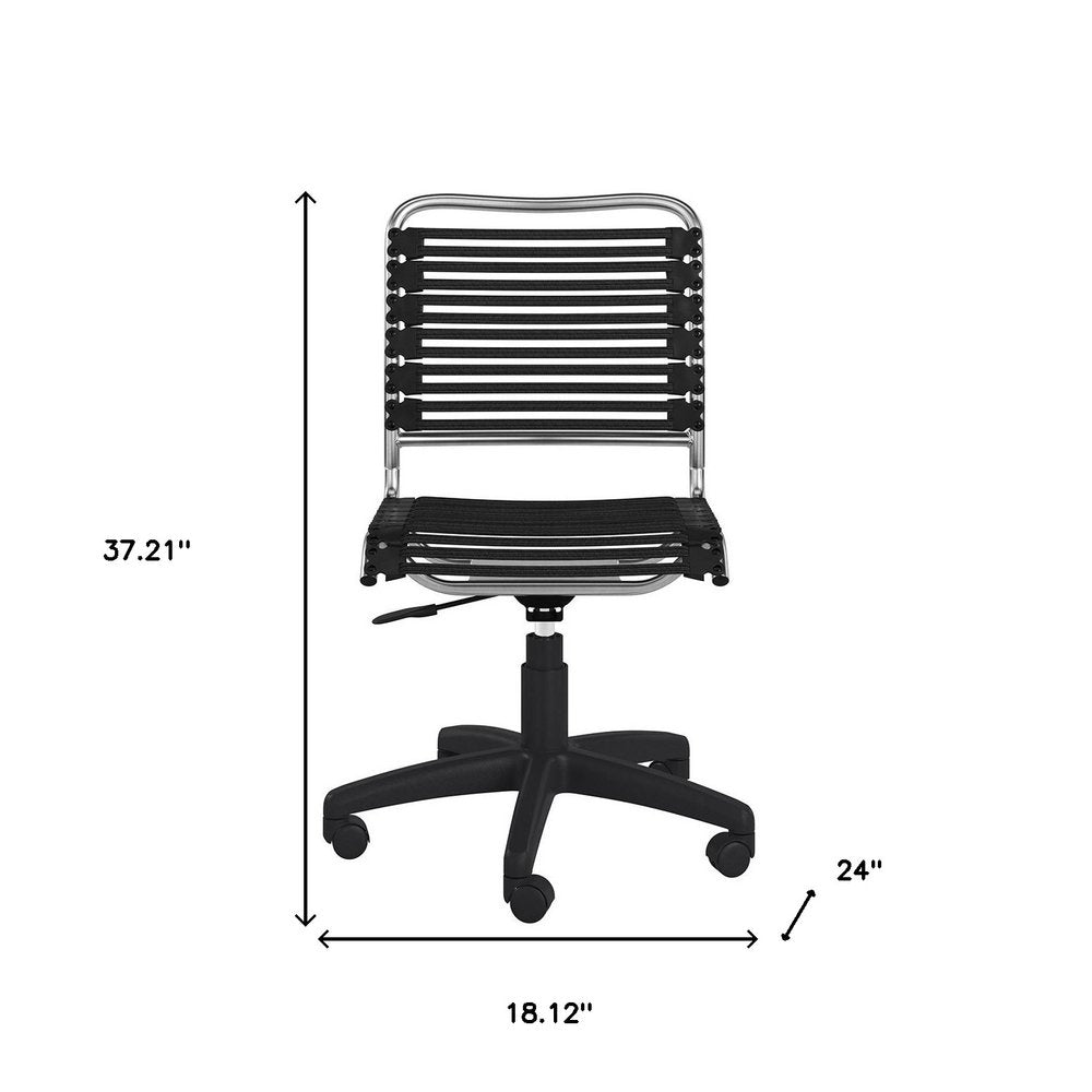Black and Silver Adjustable Swivel Bungee Rolling Office Chair HomeRoots