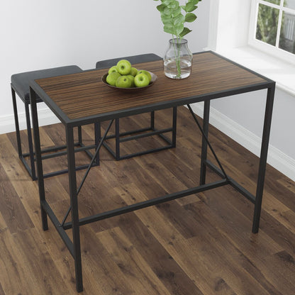 Modern Geo Black and Walnut Bar Dining Table