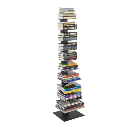 60" Dark Gray Metal Ten Shelf Modern Tower Bookcase - FurniFindUSA