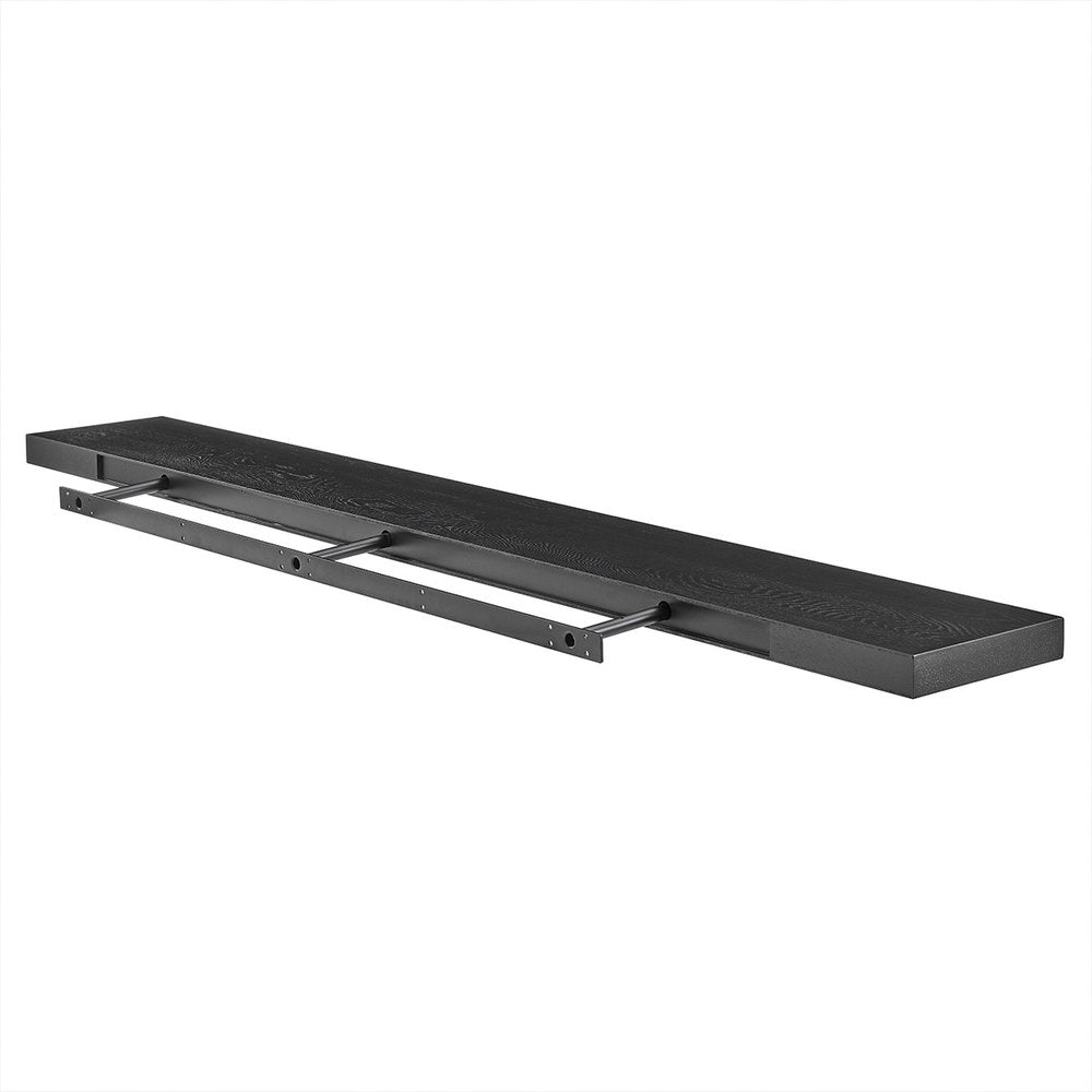 75" Black Wooden Wall Mounted Floating Shelf HomeRoots