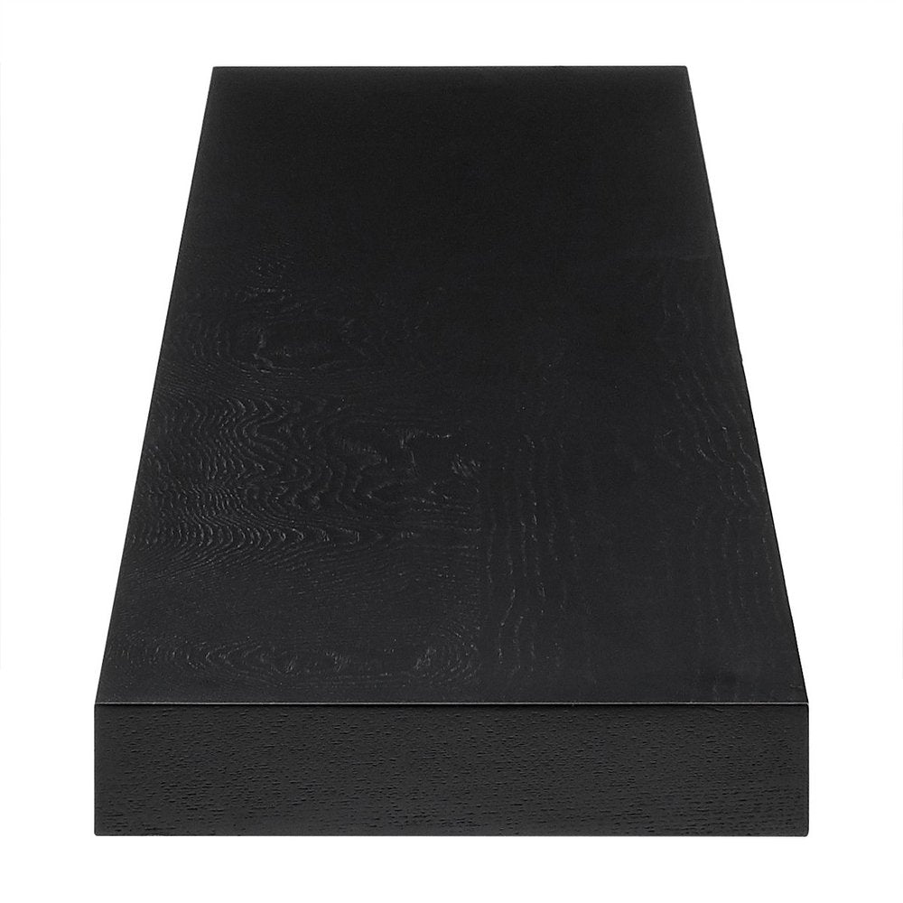 75" Black Wooden Wall Mounted Floating Shelf HomeRoots