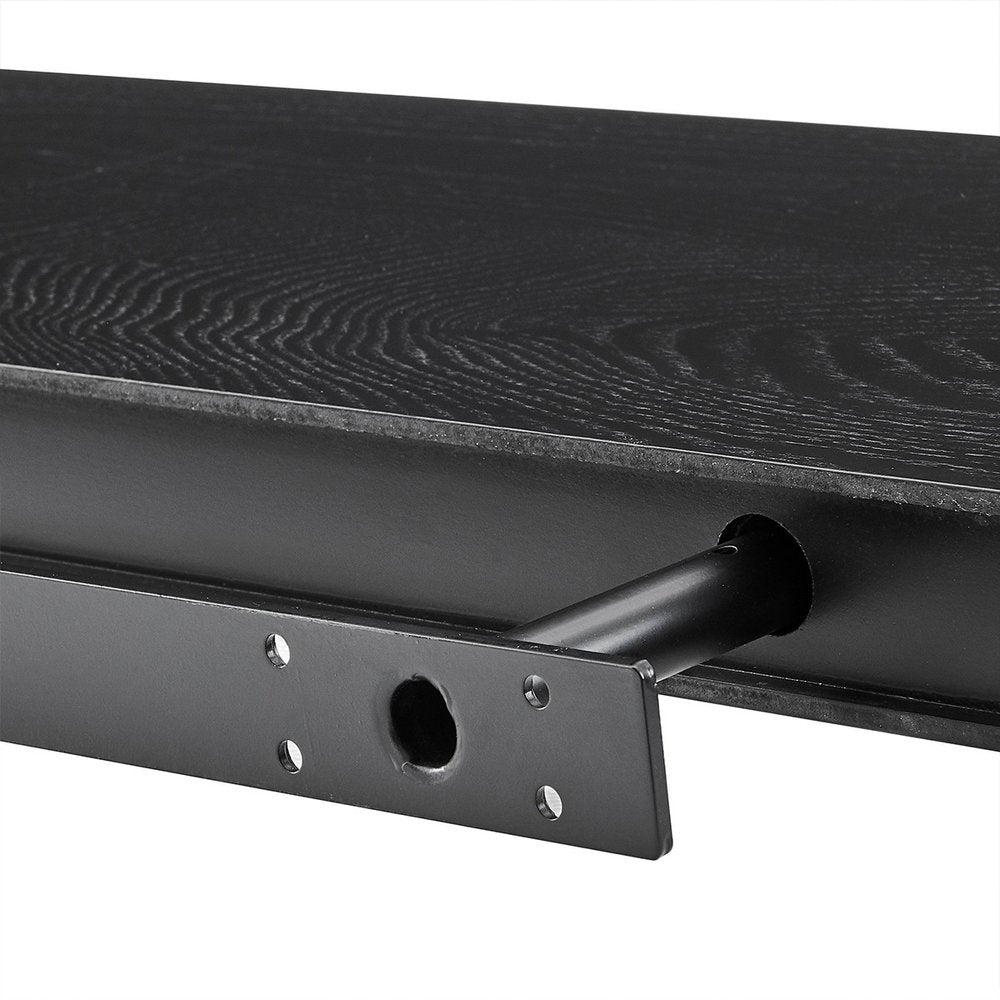 75" Black Wooden Wall Mounted Floating Shelf HomeRoots