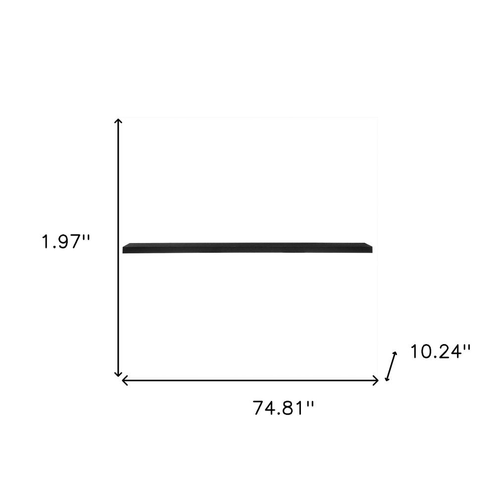 75" Black Wooden Wall Mounted Floating Shelf HomeRoots
