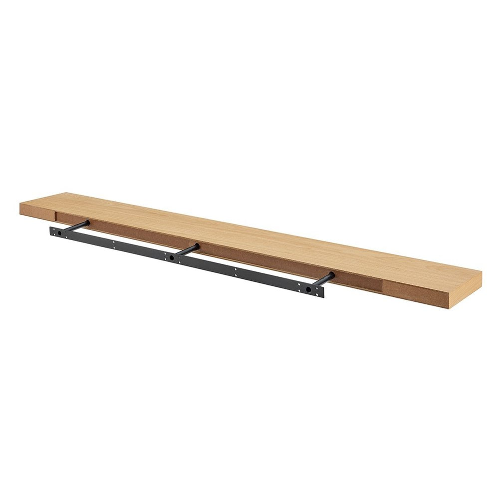 75" Natural Wooden Wall Mounted Floating Shelf HomeRoots