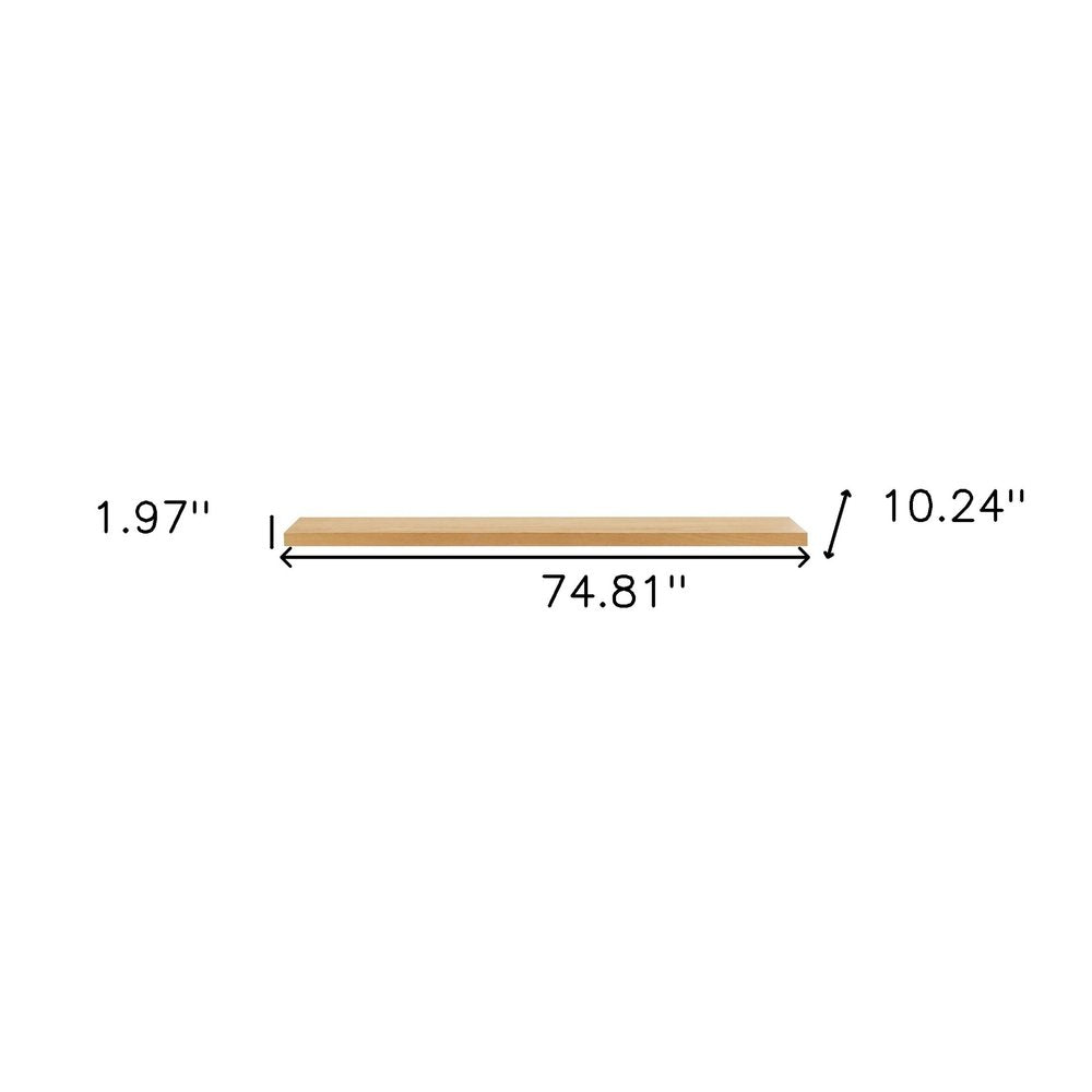 75" Natural Wooden Wall Mounted Floating Shelf HomeRoots