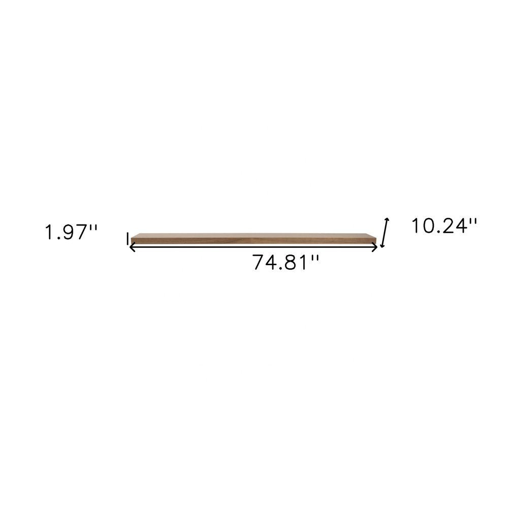 75" Brown Wooden Wall Mounted Floating Shelf HomeRoots