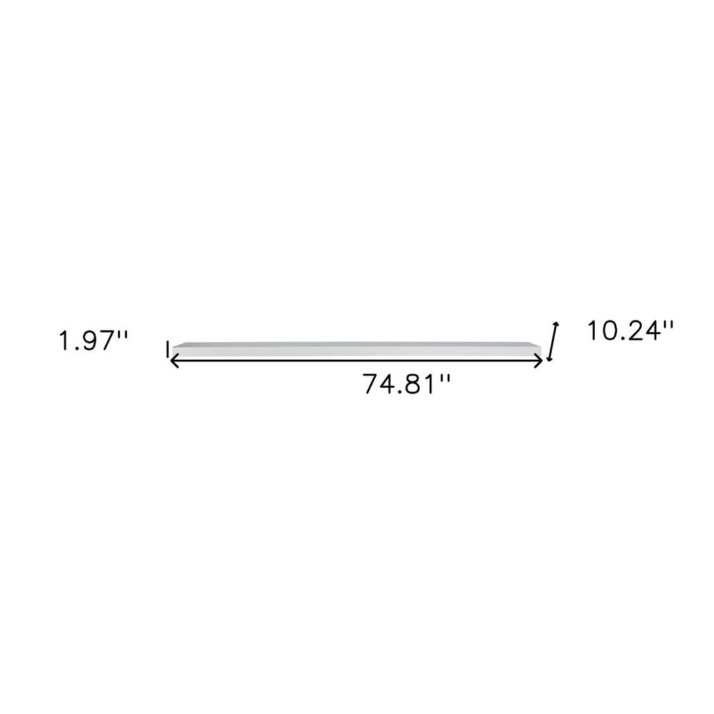 75" White Wooden Wall Mounted Floating Shelf HomeRoots