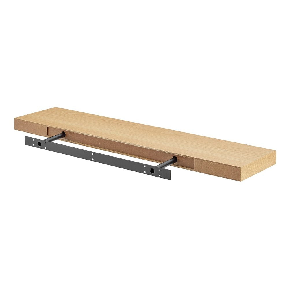 43" Natural Light Brown Wooden Floating Shelf HomeRoots