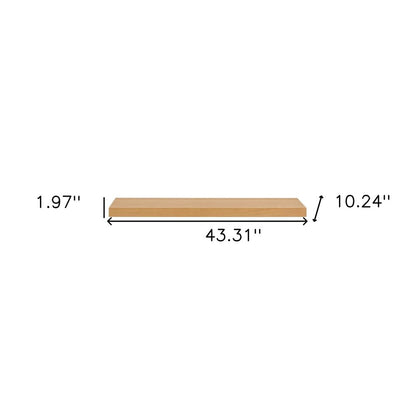 43" Natural Light Brown Wooden Floating Shelf