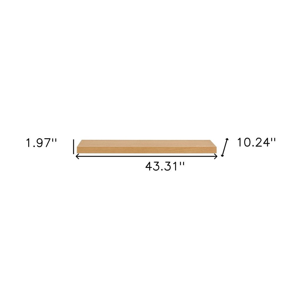 43" Natural Light Brown Wooden Floating Shelf HomeRoots