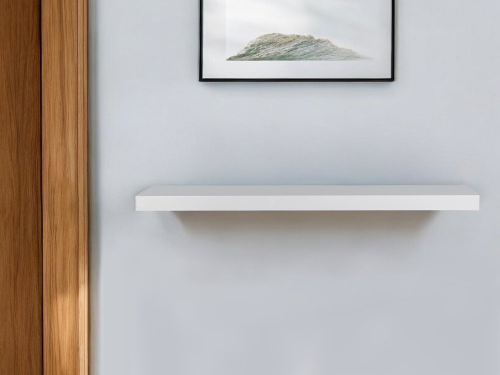 43" White Wooden Wall Mounted Floating Shelf HomeRoots