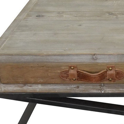 Rustic Handcrafted Natural Wood and Iron Coffee Table