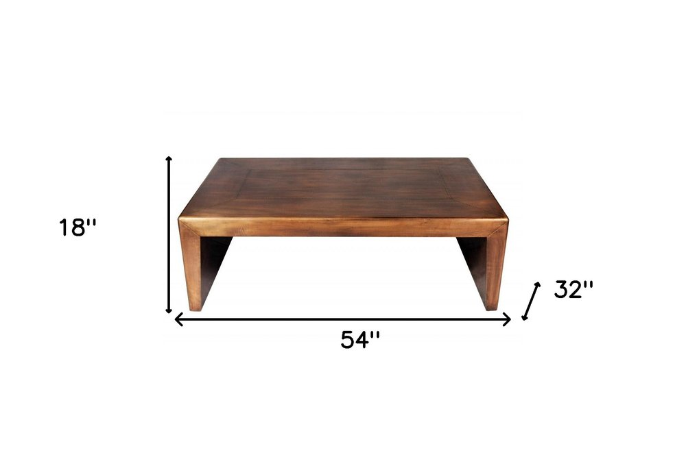 54" Copper Solid Wood and Metal Frame Coffee Table HomeRoots