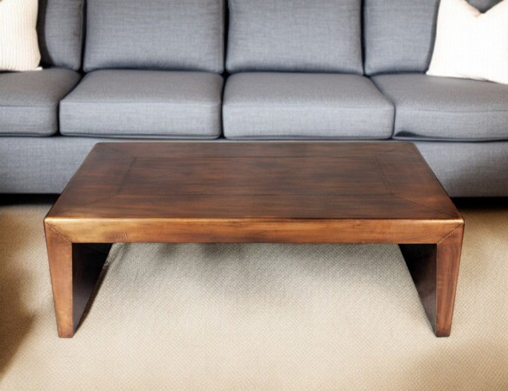 54" Copper Solid Wood and Metal Frame Coffee Table HomeRoots