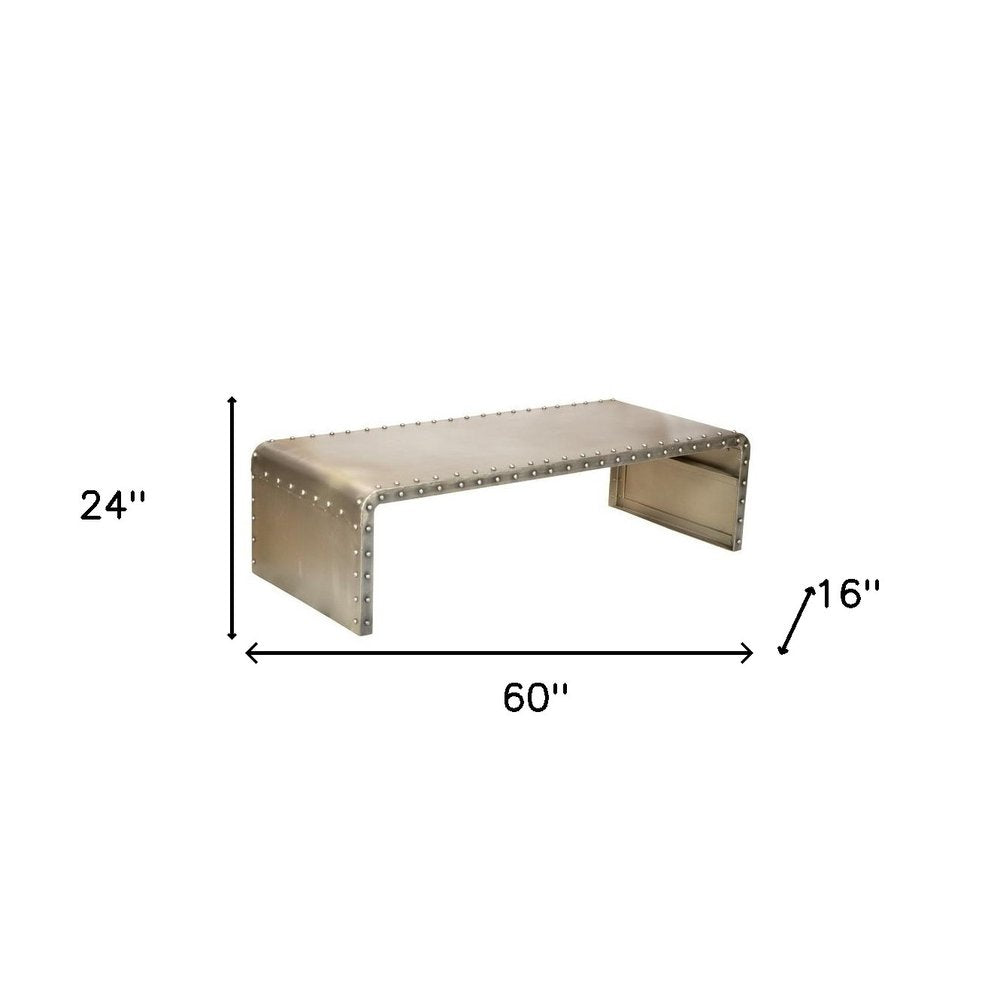 60" Gray Aluminum and Metal Frame Coffee Table HomeRoots