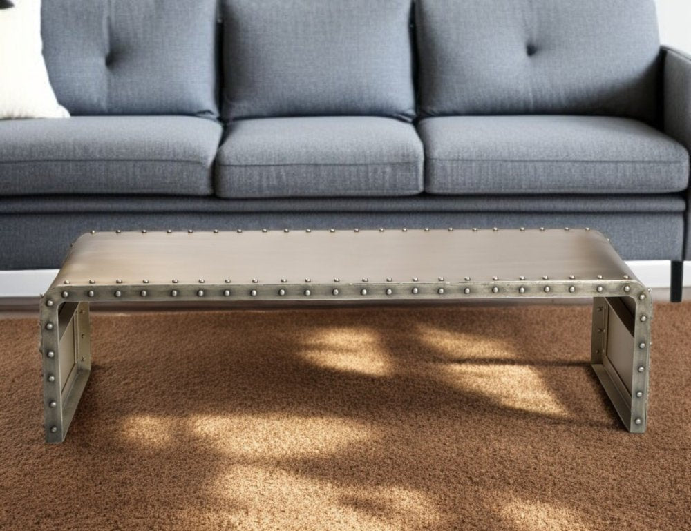 60" Gray Aluminum and Metal Frame Coffee Table HomeRoots