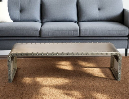 60" Gray Aluminum and Metal Frame Coffee Table HomeRoots