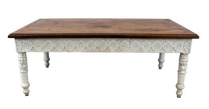 48" Brown and Ivory Solid Wood Coffee Table HomeRoots