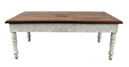 48" Brown and Ivory Solid Wood Coffee Table HomeRoots