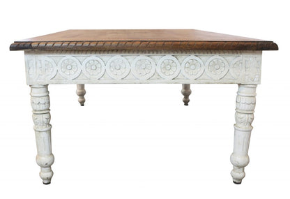 48" Brown and Ivory Solid Wood Coffee Table HomeRoots