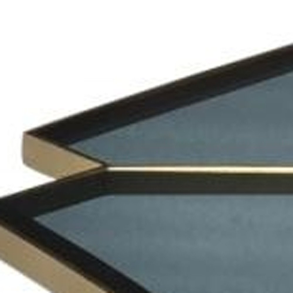 34" Black and Gold Glass and Iron Free Form Frame Coffee Table HomeRoots