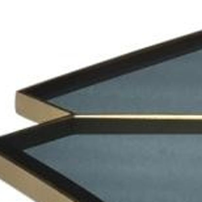 34" Black and Gold Glass and Iron Free Form Frame Coffee Table HomeRoots