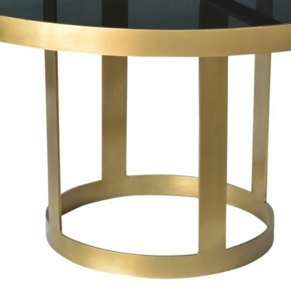32" Black and Gold Glass and Iron Round Frame Coffee Table HomeRoots