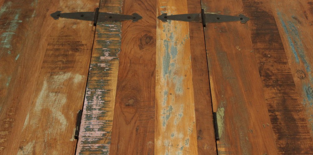 60" Green and Brown Solid Wood Distressed Lift Top Solid Coffee Table — view 5