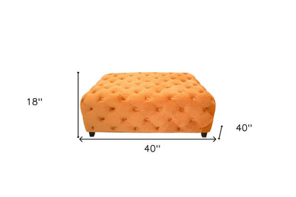 40" Orange and Brown Fabric and Solid Wood Square Coffee Table HomeRoots