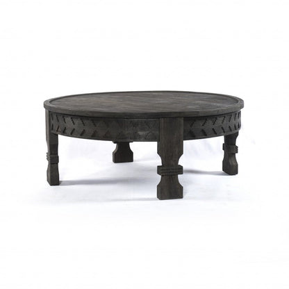 42" Gray Solid Wood Round Coffee Table HomeRoots