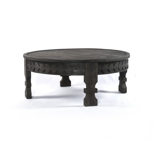 42" Gray Solid Wood Round Coffee Table