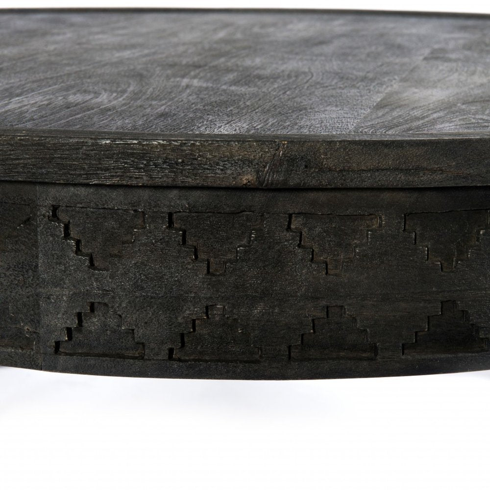 42" Gray Solid Wood Round Coffee Table — view 2