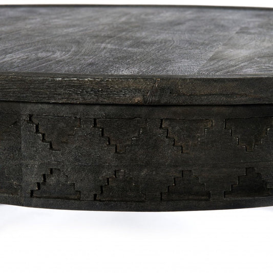 42" Gray Solid Wood Round Coffee Table