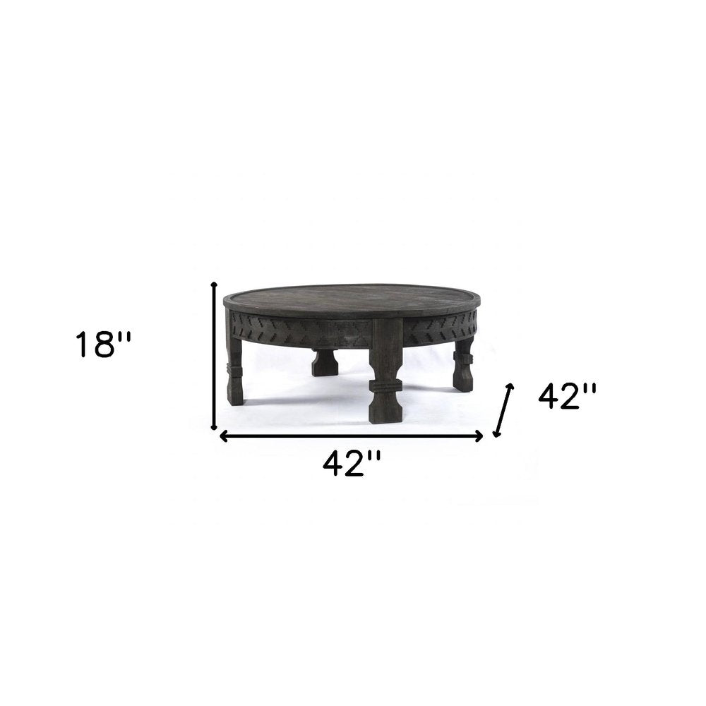 42" Gray Solid Wood Round Coffee Table — view 5